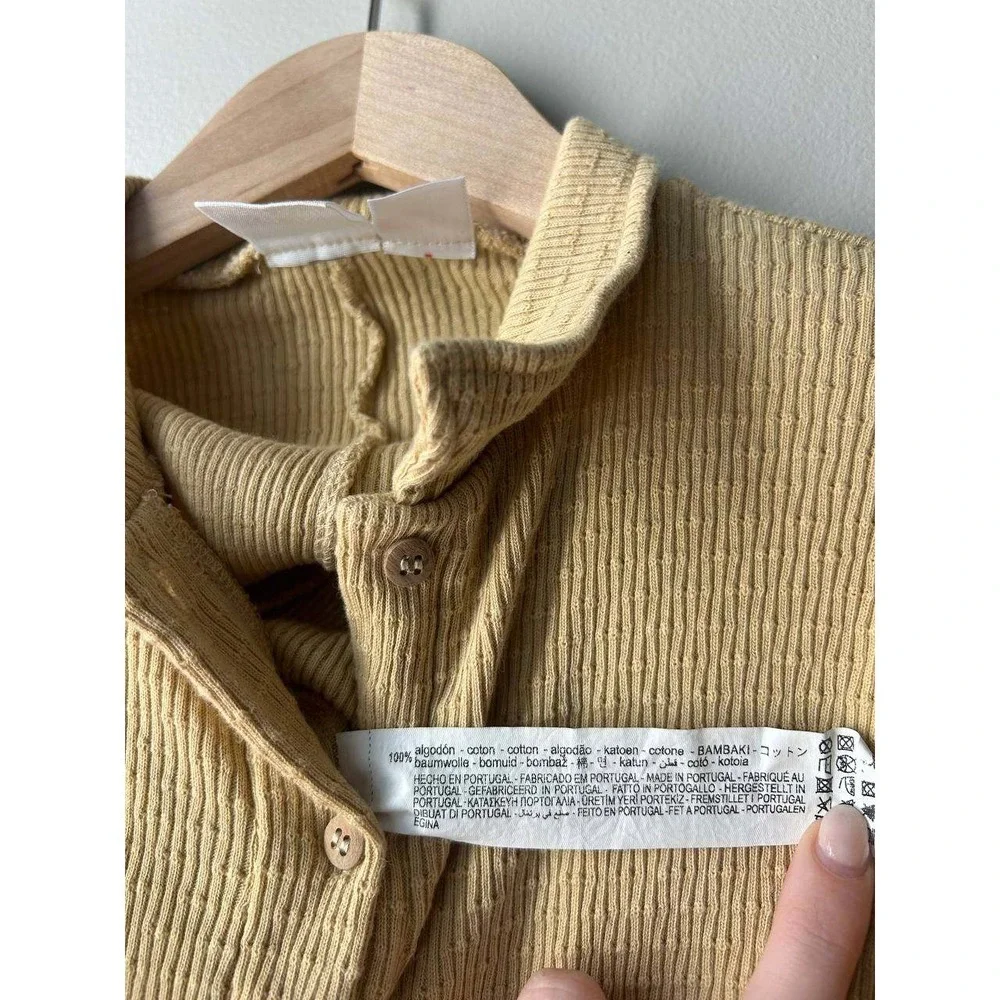 Zara Ribbed Coverall Romper Neutral Scandi Coastal 9-12 M Cotton Playhoodcore